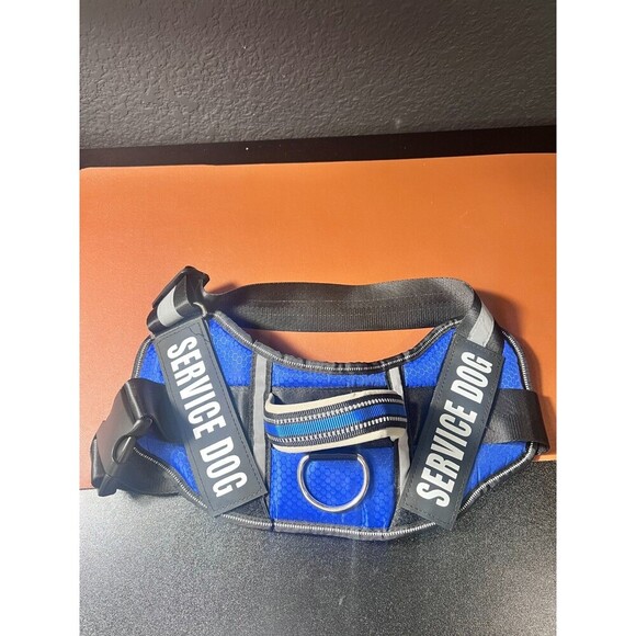 Dog Vest Harness and Patches Set, Animire in Training Service Black/Blue Large - Picture 1 of 3